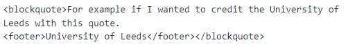 enclose the citation in HTML footer tags before the closing blockquote tag
